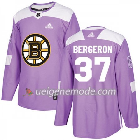 Herren Eishockey Boston Bruins Trikot Patrice Bergeron 37 Adidas 2017-2018 Lila Fights Cancer Practice Authentic
